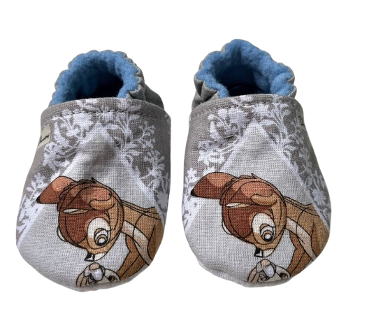 Bambi and Thumper Baby Booties, Cotton Fleece Lined Crib Shoes